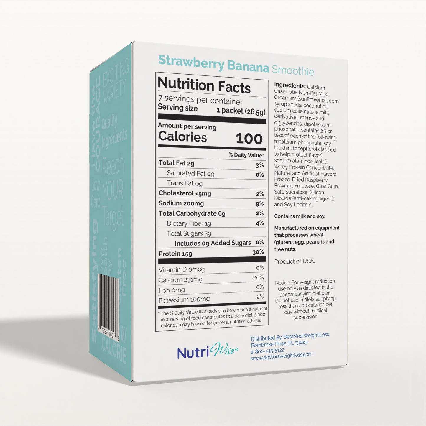 NutriWise Strawberry Banana Protein Smoothie (7ct)