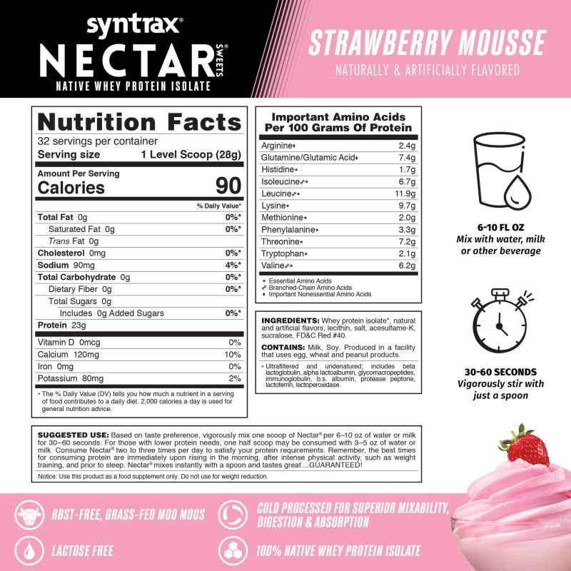 Syntrax Nectar 2lb Protein Powder - Strawberry Mousse (32 serv.)