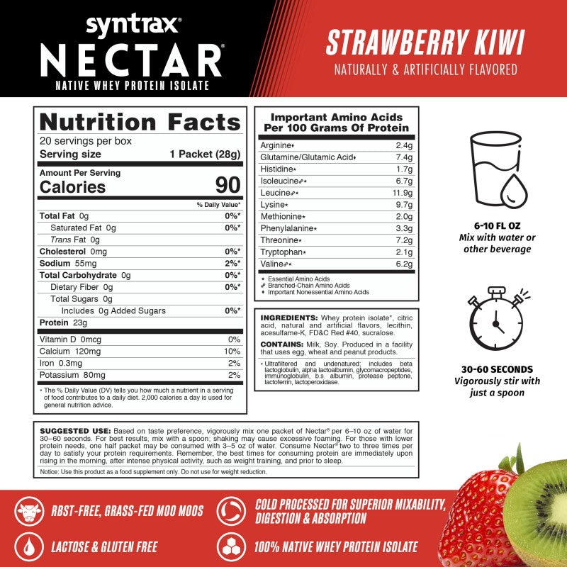 Syntrax Nectar Grab n Go - Strawberry Kiwi 23g Protein (1 Pack)