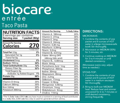 BioCare Taco Pasta | 35g Protein | 5 Count