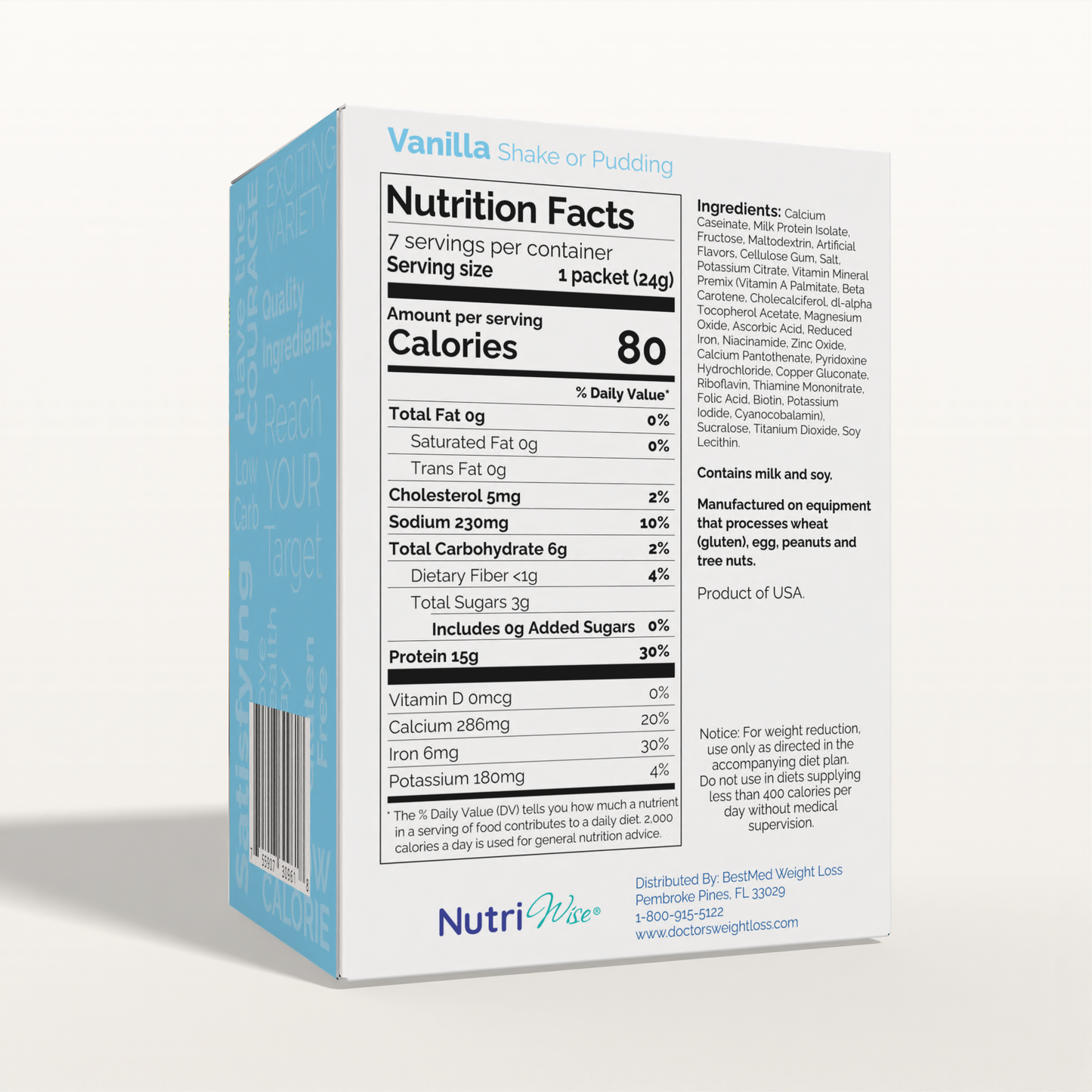 NutriWise Vanilla Protein Shake or Pudding (7ct)