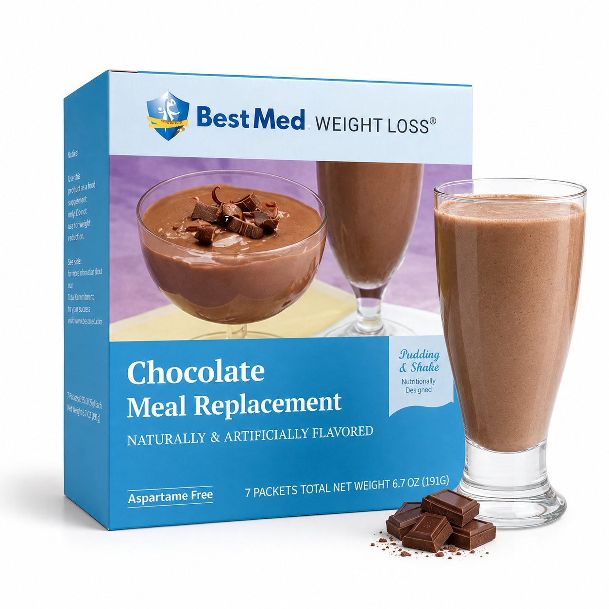 BestMed Chocolate High-Protein Meal Replacement Shake Pudding & Shake (7ct)
