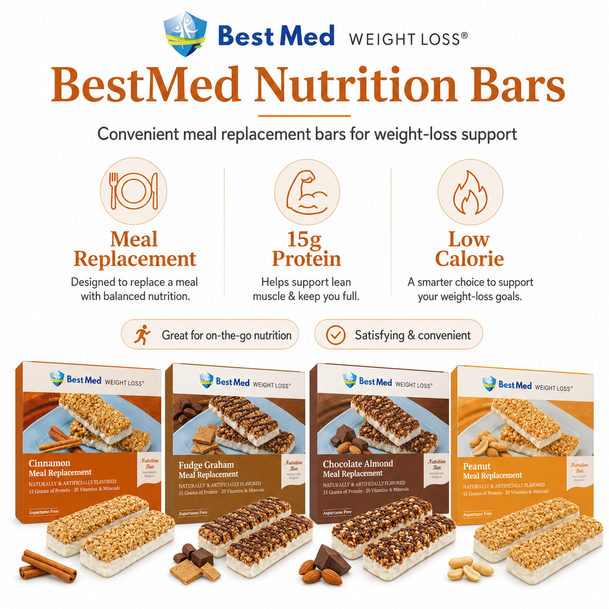 BestMed Meal Replacement High-Protein Bars, Fudge Graham (7ct)