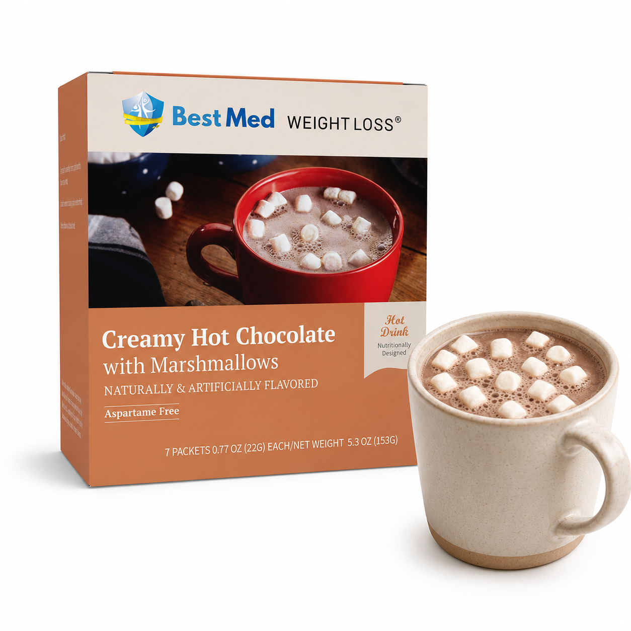 BestMed Creamy Hot Chocolate with Marshmallows Protein Drink (7ct)