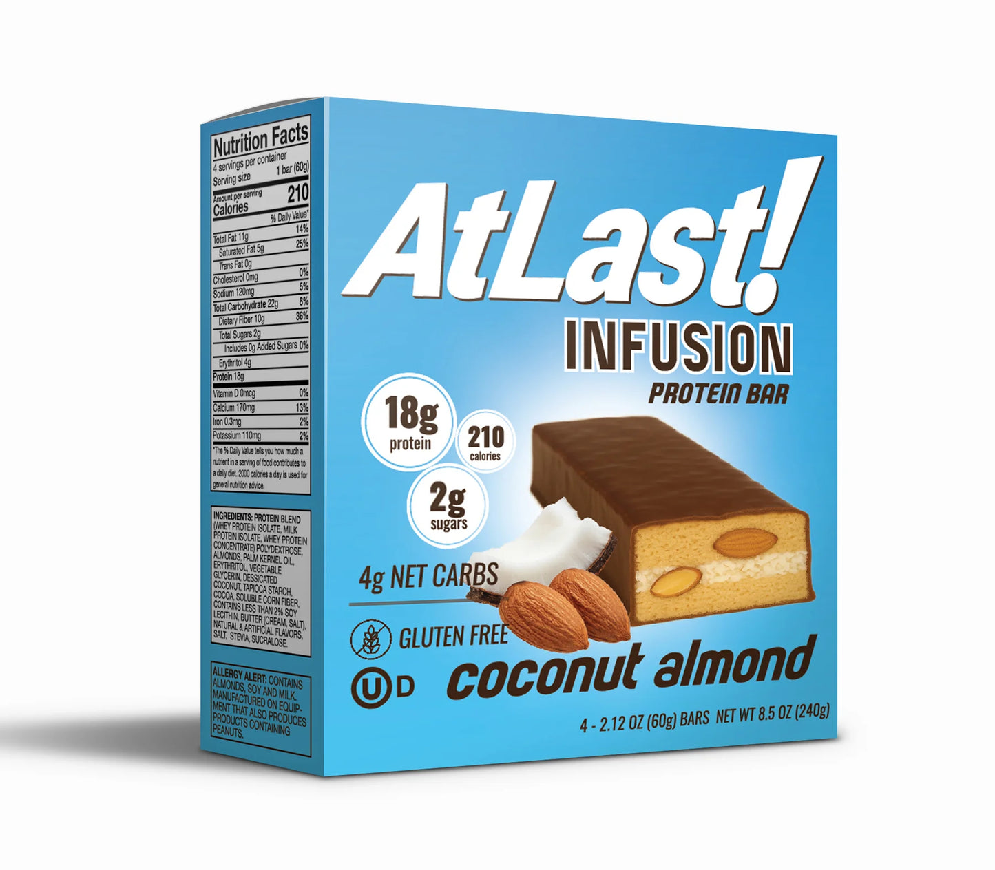Atlast! Infusion Coconut Almond 18g Protein Bars 4ct