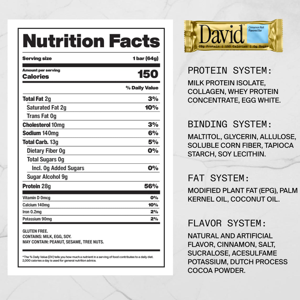 David Bars 28g High-Protein | Cinnamon (1ct)