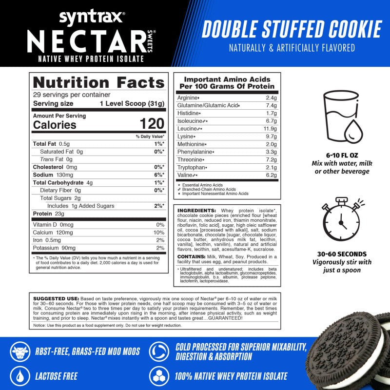 Syntrax Nectar 2lb Protein Powder - Double Stuffed Cookie (32 Serv)