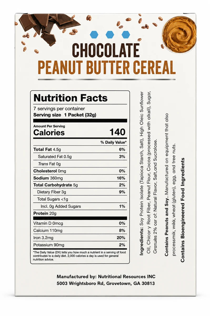 NutriWise Chocolate Peanut Butter Cereal | 20g Protein (7ct)