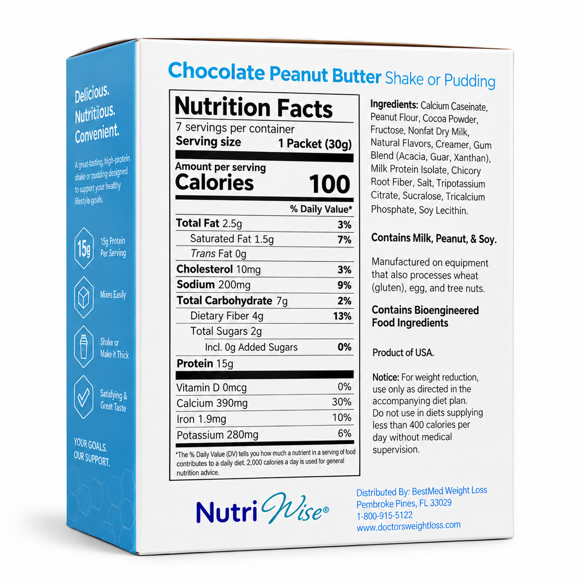 NutriWise Chocolate Peanut Butter Protein Shake or Pudding (7ct)