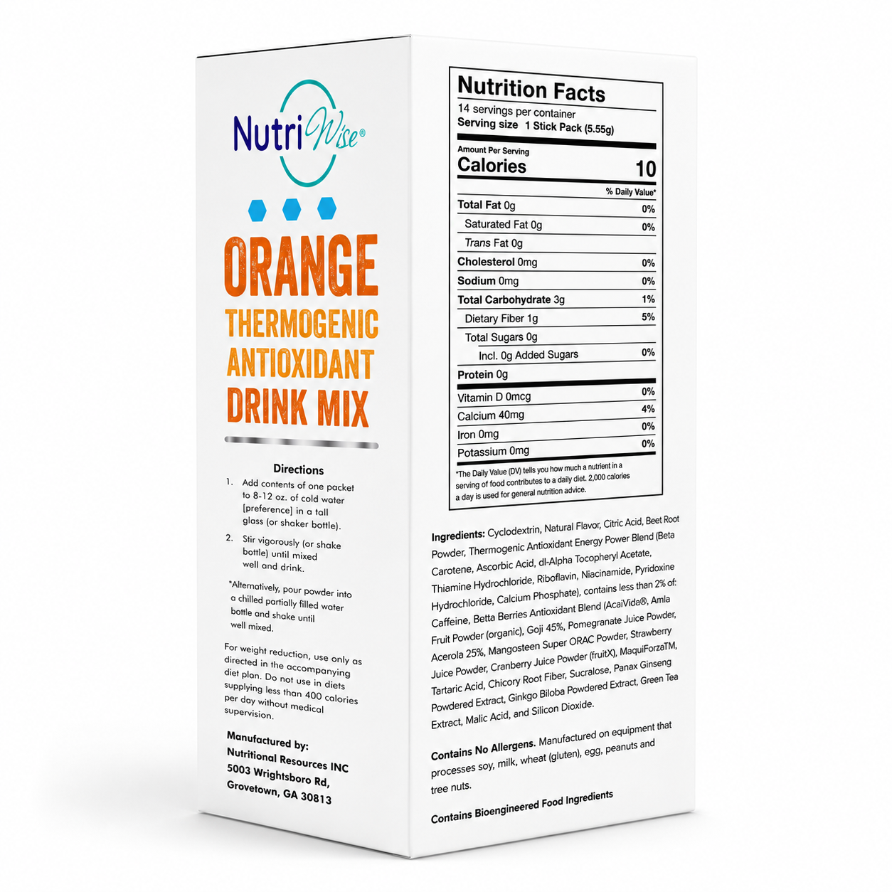 NutriWise Orange Meta Booster Thermogenic Antioxidant Drink (14ct)