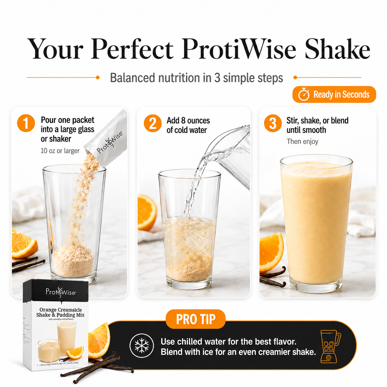 ProtiWise High-Protein Orange Creamsicle Shake or Pudding (7ct)