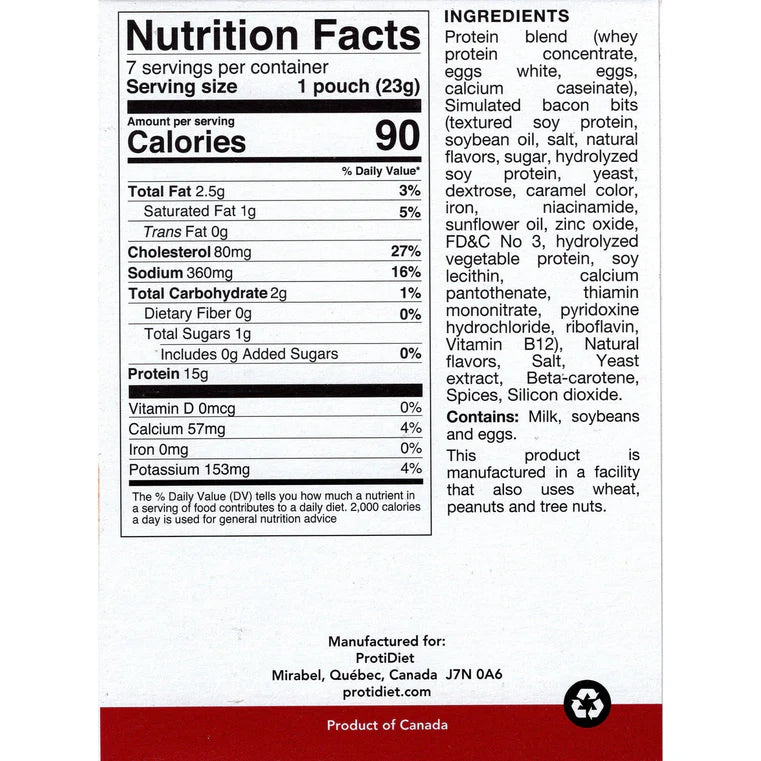 ProtiDIET High-Protein Bacon Cheese Omelette | Weight-Loss Friendly (7ct)