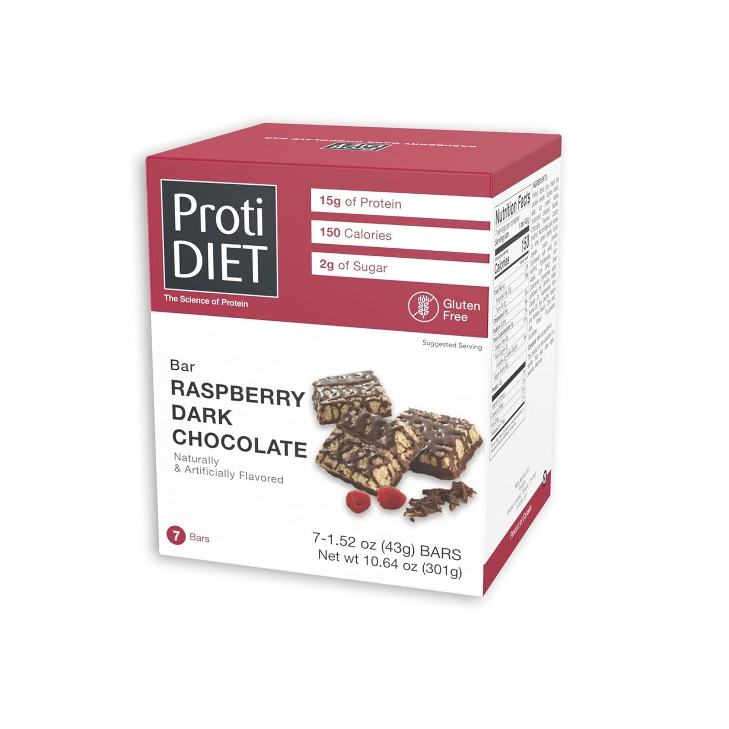 ProtiDIET Raspberry Dark Chocolate Bar (7ct)
