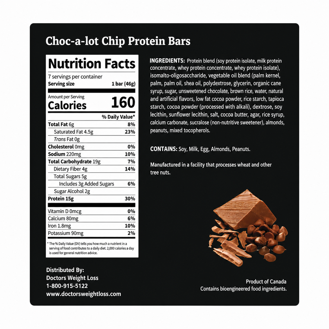 ProtiWise Choc-A-Lot Chip Protein Bars (7ct)