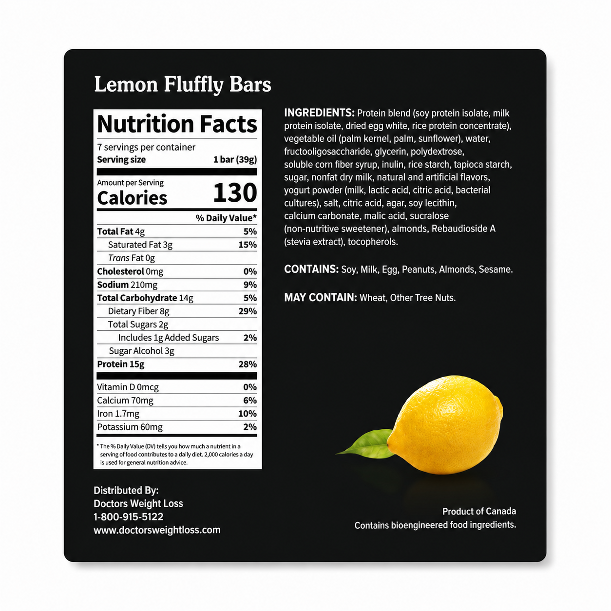 ProtiWise Lemon Fluffy Protein Bars (7ct)