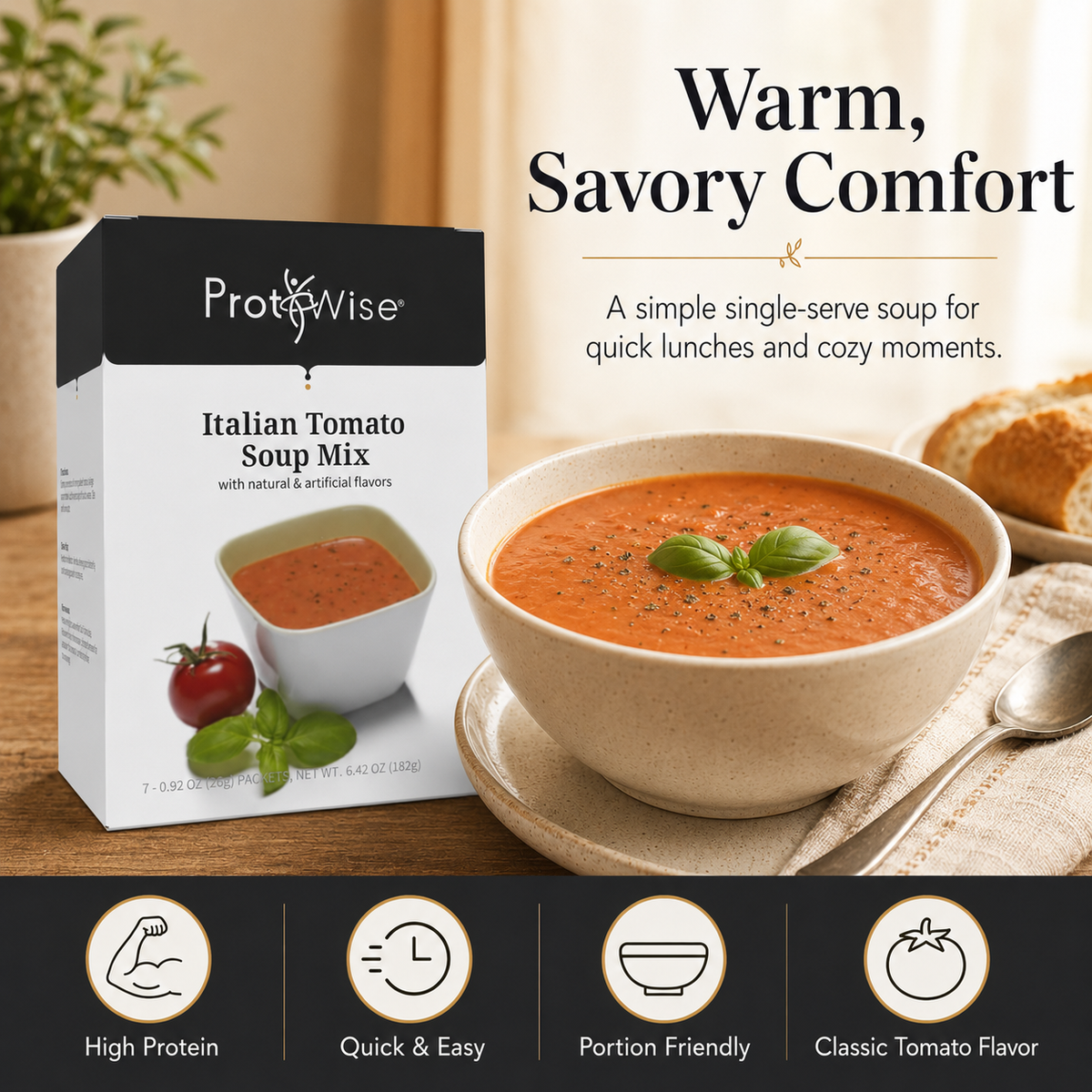 ProtiWise Italian Tomato Soup | High-Protein (7ct)