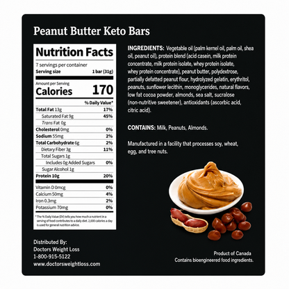 ProtiWise Peanut Butter Keto Diet-Friendly Protein Bars (7ct)