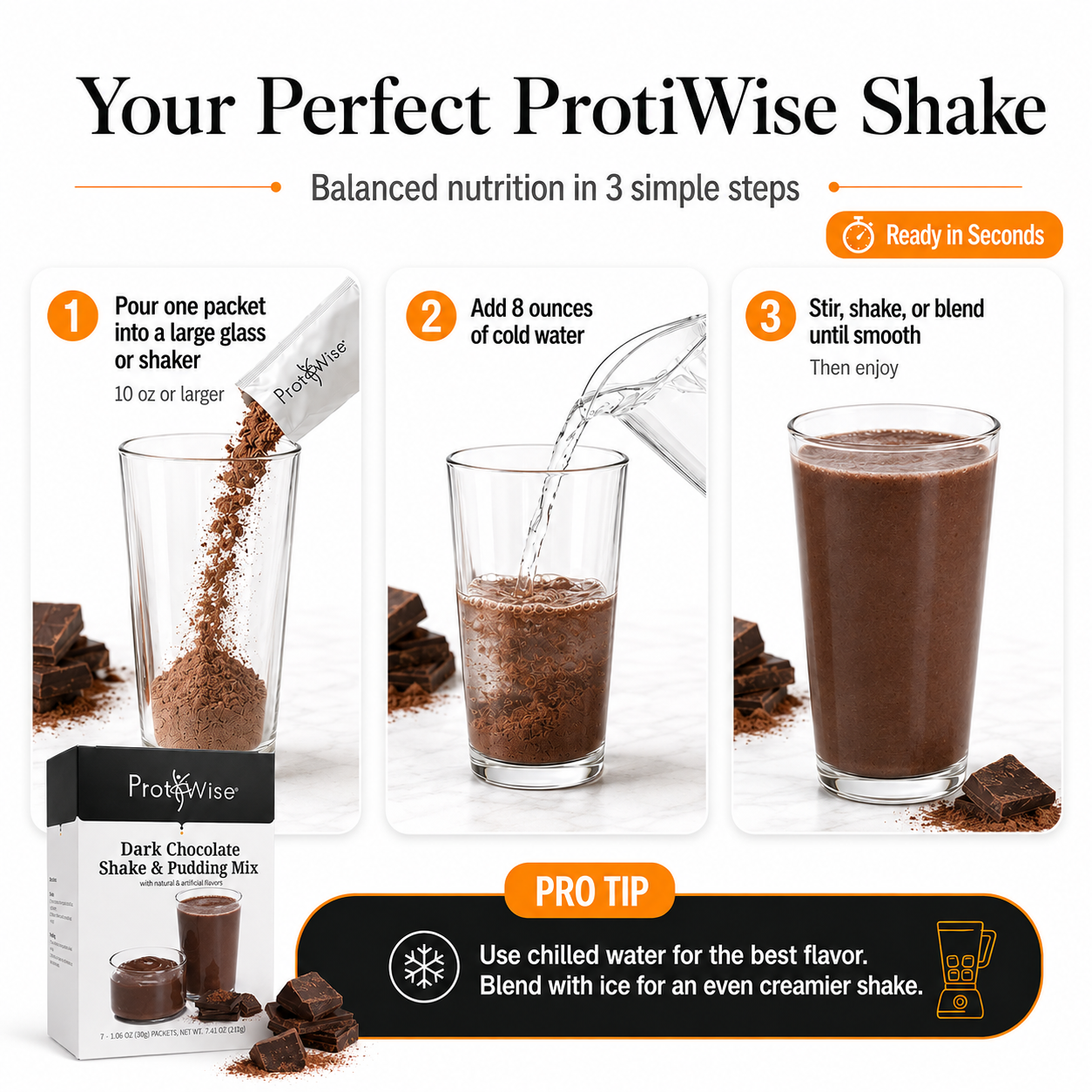 ProtiWise High-Protein Dark Chocolate Shake or Pudding (7ct)