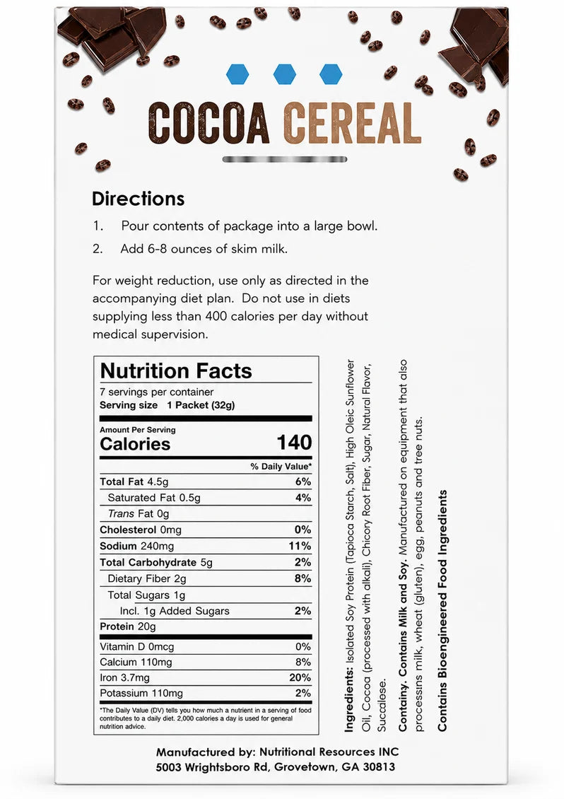 NutriWise Cocoa Cereal | 20g High-Protein Breakfast (7ct)