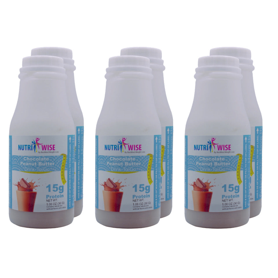 Chocolate Peanut Butter Shake (6-Pack Bottles) - NutriWise - Doctors Weight Loss